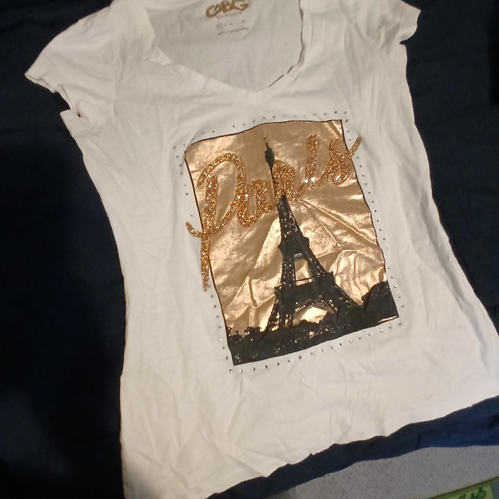 GBG Los Angeles White Tee with Gold Logo